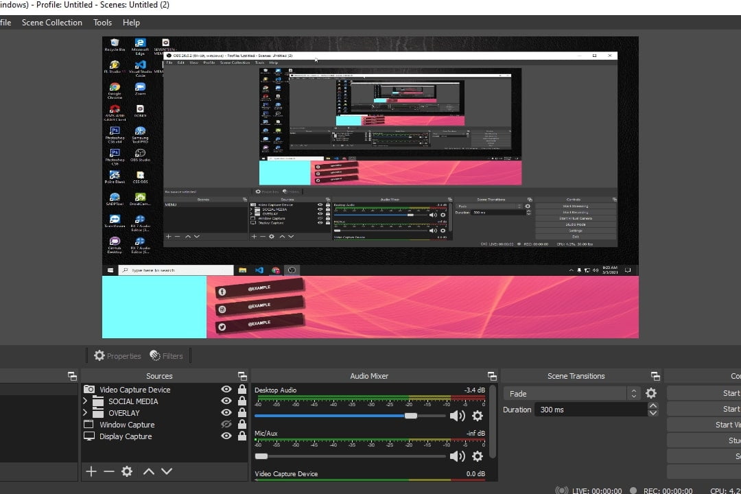 cara merekam layar dengan OBS studio