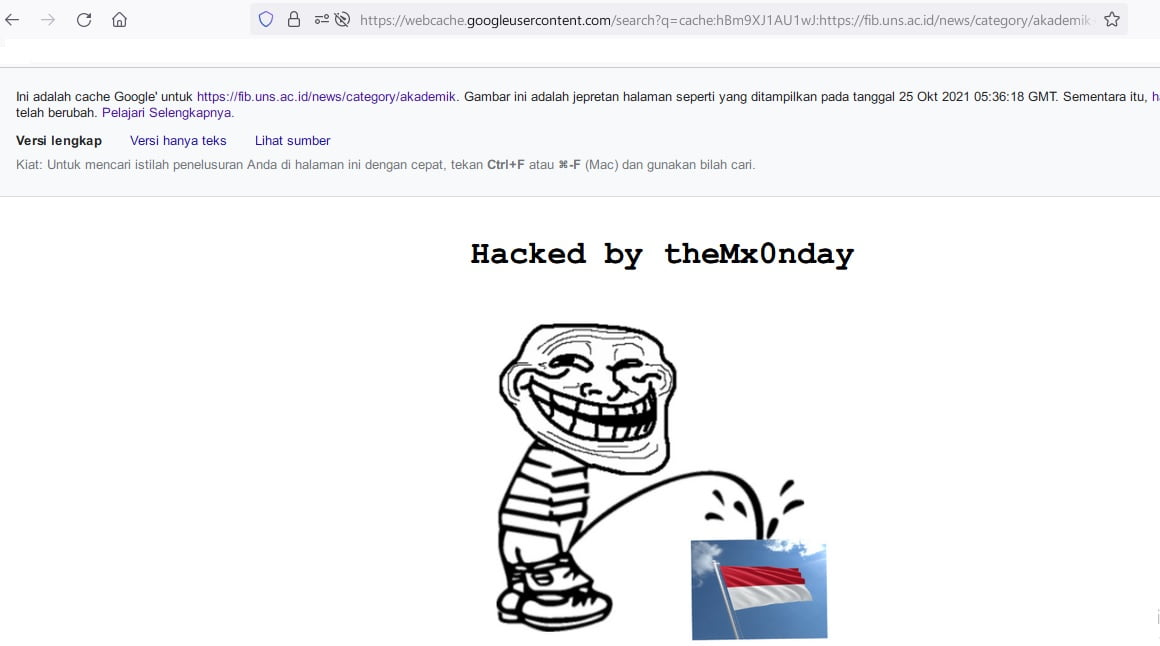 Hacker Brasil ‘son1x’ Serang Kampus UNS Solo