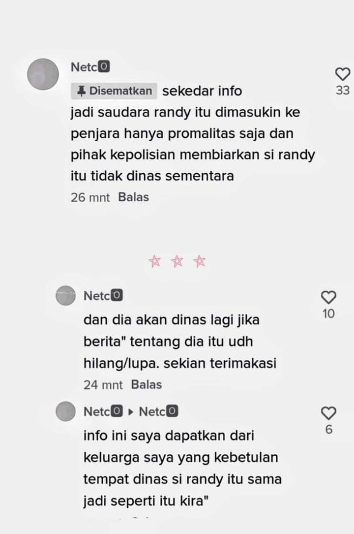randy dipenjara hanya formalitas