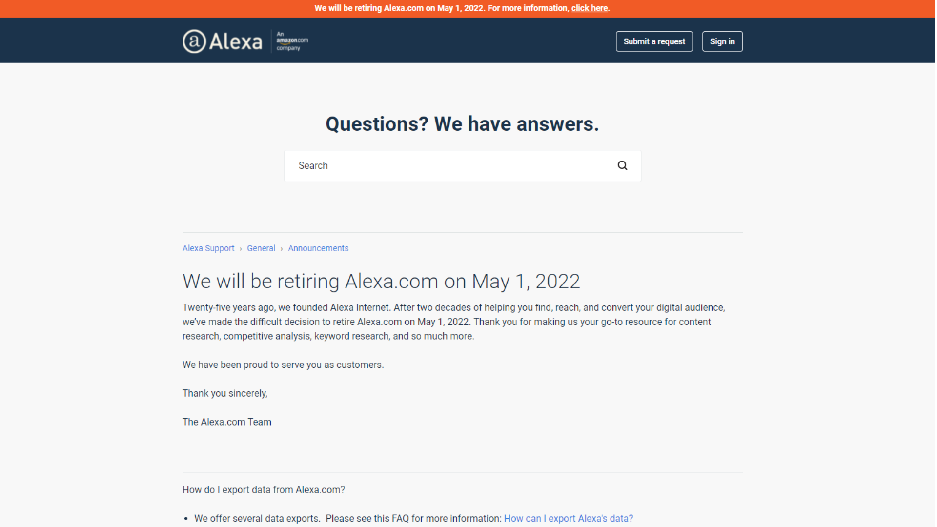alexa.com berhenti