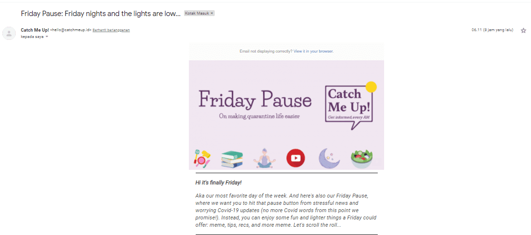 contoh email newsletter
