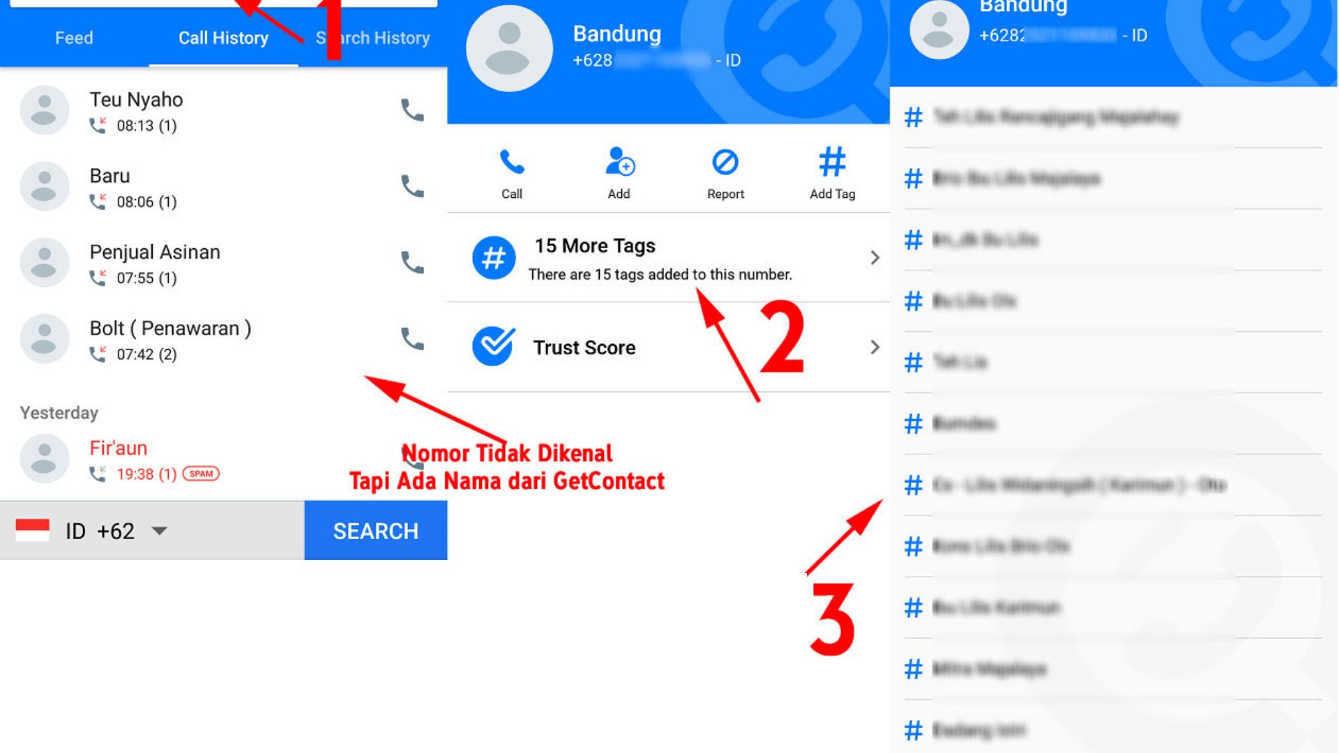 nama dari nomer tidak dikenal