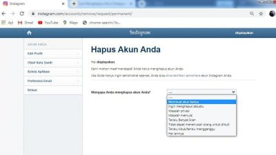 alasan kamu menghapus akun instagram