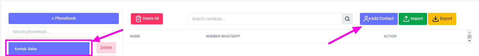 tambah daftar kontak whatsapp gateway