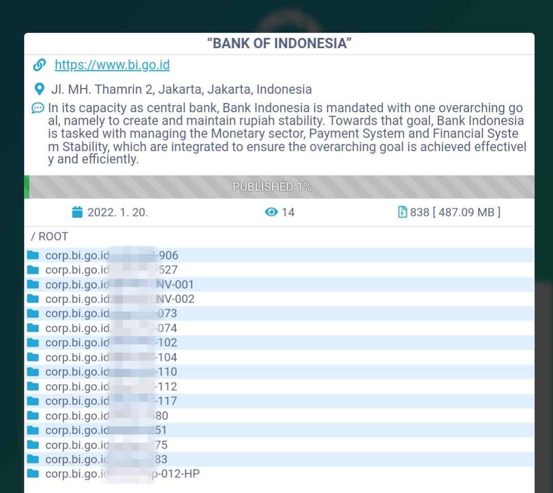 Data Bank Indonesia Bocor
